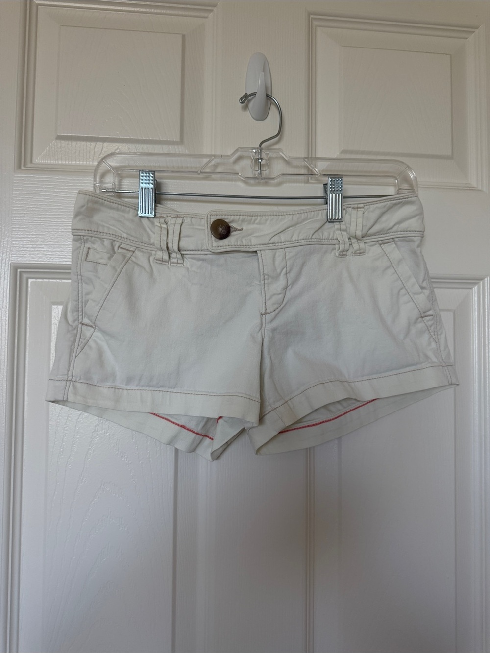 American Eagle Outfitters Cream High-Waist Cotton Shorts